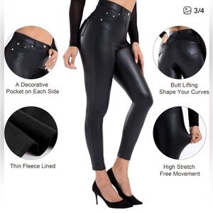 COPY - Tagoo Faux Leather High Waisted Leggings with Pockets! NWT!